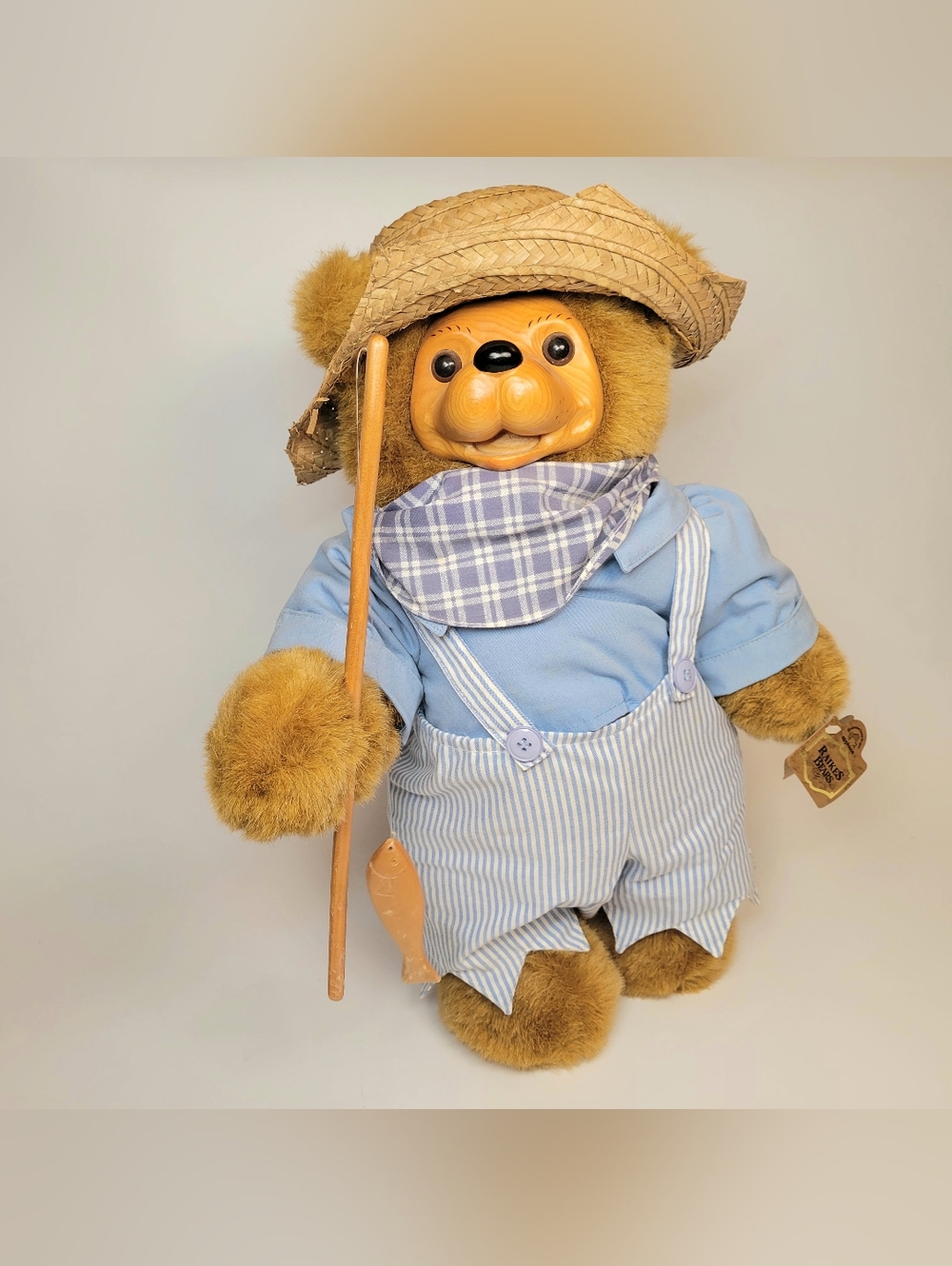 Raikes Bears 1992 Collectible Tom Sawyer Fishing Bear Vintage Brown 18" - Picture 10 of 16